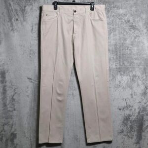 Canali Pants Mens 36x32 Beige Chino Regular Fit Cotton Blend Preppy Italy Made